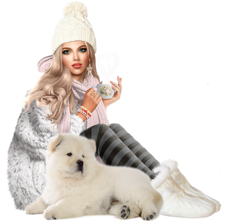 Tube Png Femme Hiver - Samoyed (500x438), Png Download