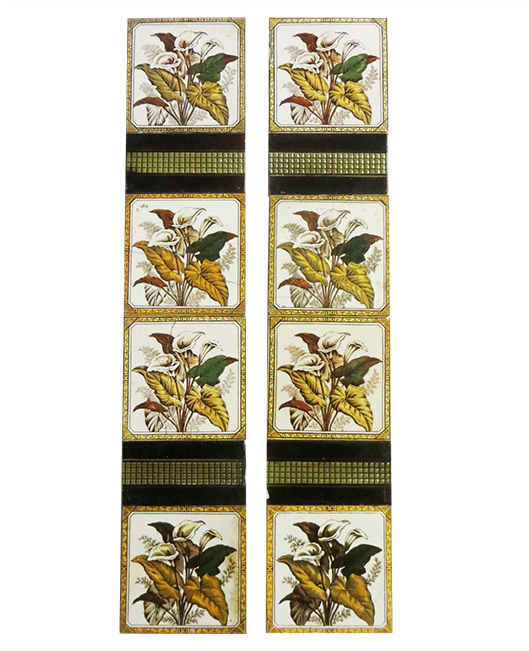 Original Antique Ivy Leaf Fireplace Tiles - Stained Glass (650x650), Png Download