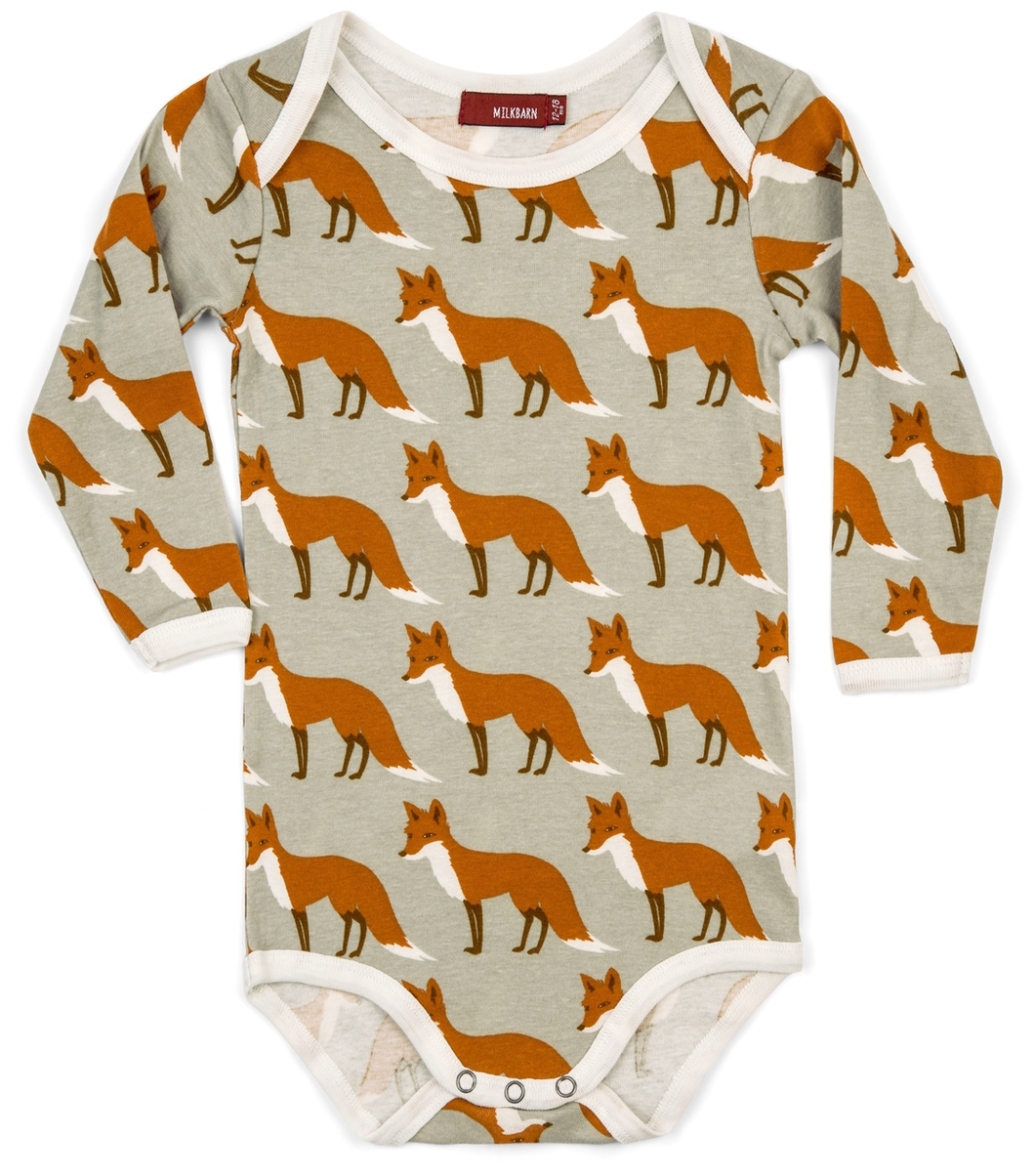 Organic Cotton Long Sleeve Bodysuit, Orange Fox - Body Baby Organic Cotton (1280x1280), Png Download