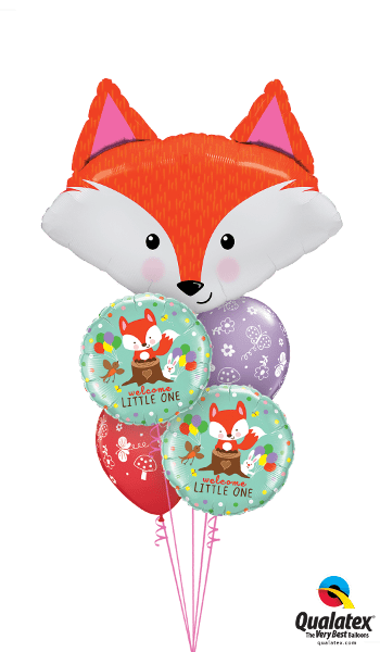 Welcome Little One Fox Balloon Bouquet - Fox Qualatex (350x600), Png Download