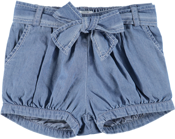 Babies Bow Tie Belt Denim Shorts Blue - Pocket (600x600), Png Download