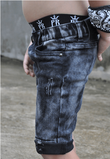 Elastic Waist Black Acid Wash Kids Jean Shorts, Skinny - Shorts (800x533), Png Download