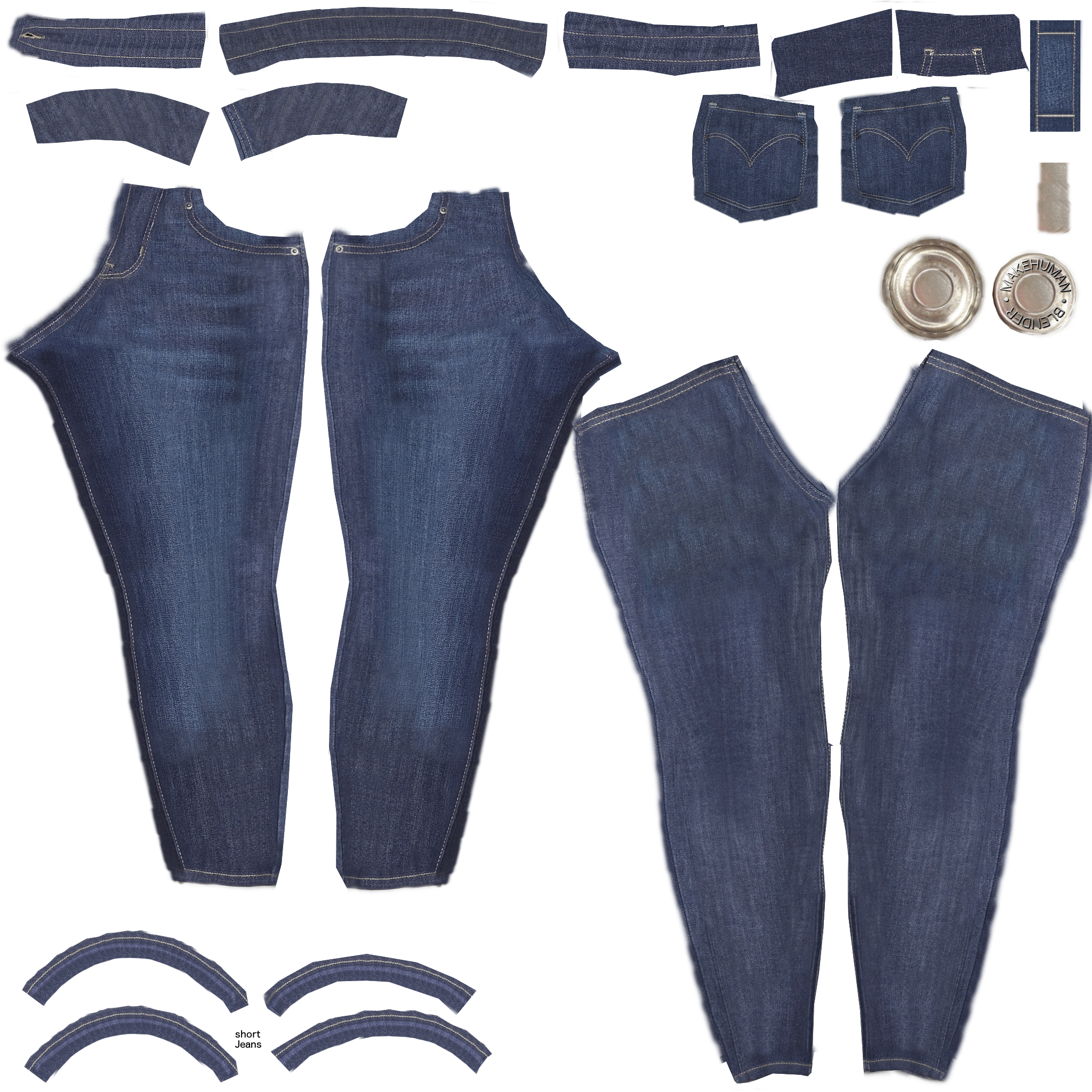 Short Jeans - Female Jeans Texture (2048x2048), Png Download