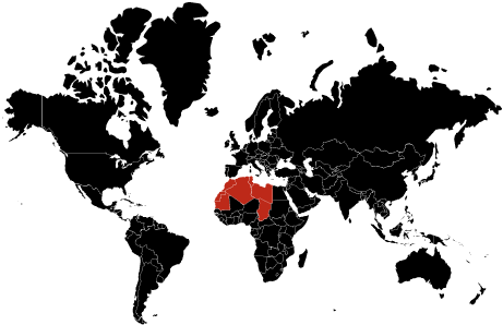 North Africa - World Map Silhouette (500x341), Png Download