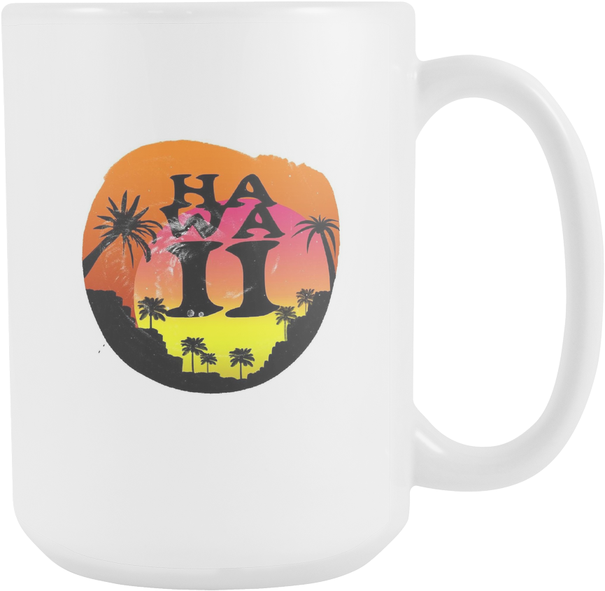 Hawaiian Pineapple Vintage Hawaii Tropical Aloha Black - Mug (1024x1024), Png Download