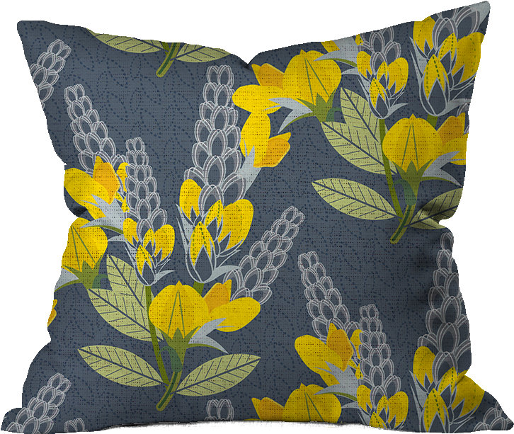 Golden Banner Floral Outdoor Pillow - Throw Pillow (800x800), Png Download