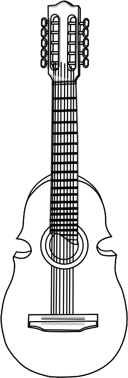 Cuatro Black White Musical Clipartist - Clip Art (555x785), Png Download