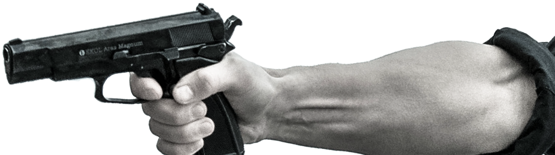 Cropped Pointing Gun 1632373 1 - White Hand Shooting (2000x1020), Png Download