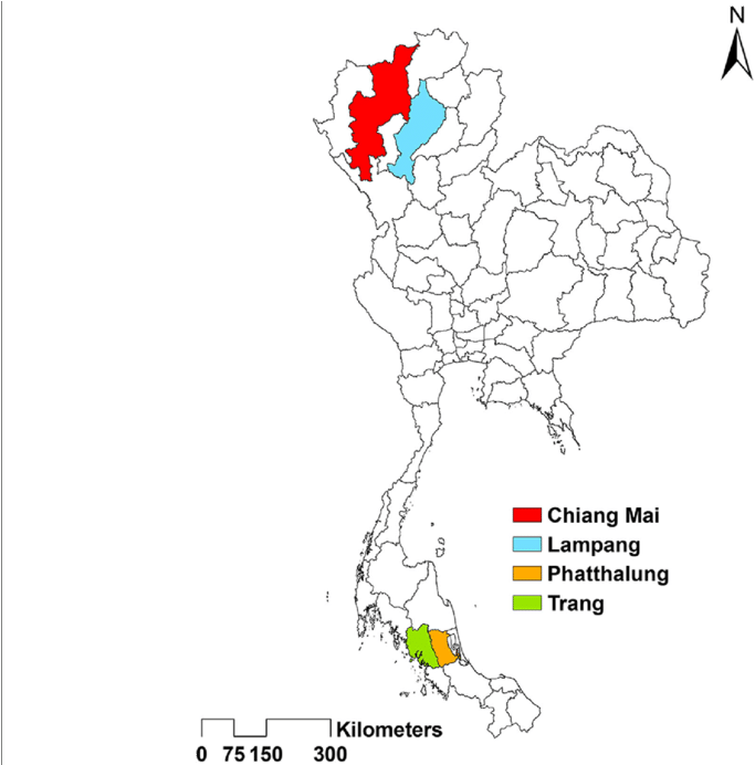 Map Of Thailand Showing Provinces Of Collection Sites - แผนที่ (850x691), Png Download