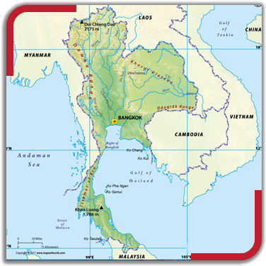Thailand, Officially The Kingdom Of Thailand And Formerly - Mountain Of Thailand In Maps (400x400), Png Download