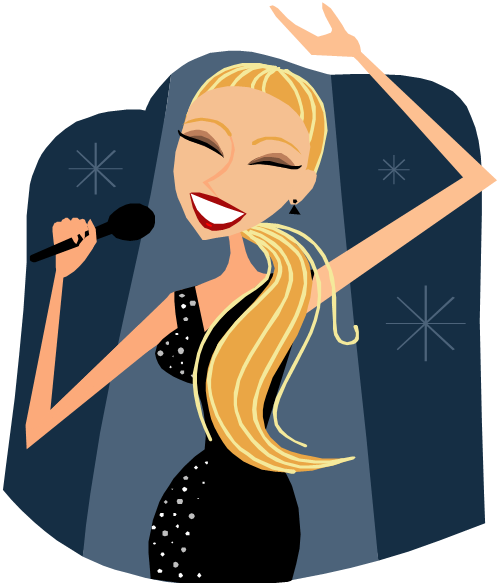 Singer Female - Karaoke Bar Cartoon Free (497x583), Png Download