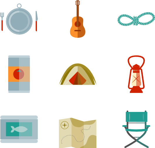 Camp Elements 14 Icons - Camping Graphic (600x564), Png Download