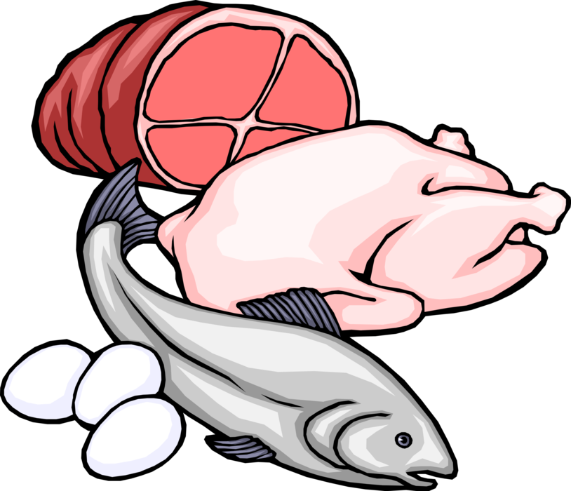 Jamón, Aves, Pescado Y Huevos Libres De Derechos Ilustraciones - Meat And Poultry Clip Art (480x415), Png Download