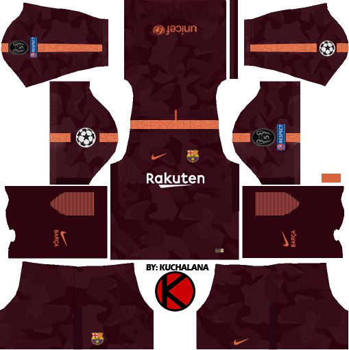 Uefa Champions League 2017-18 Barcelona Kits - Kits Barcelona 2018 Third (509x510), Png Download