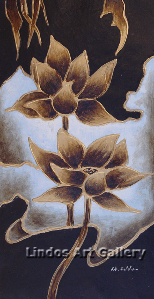 Textured Gold Flowers Painting - Painting (600x600), Png Download