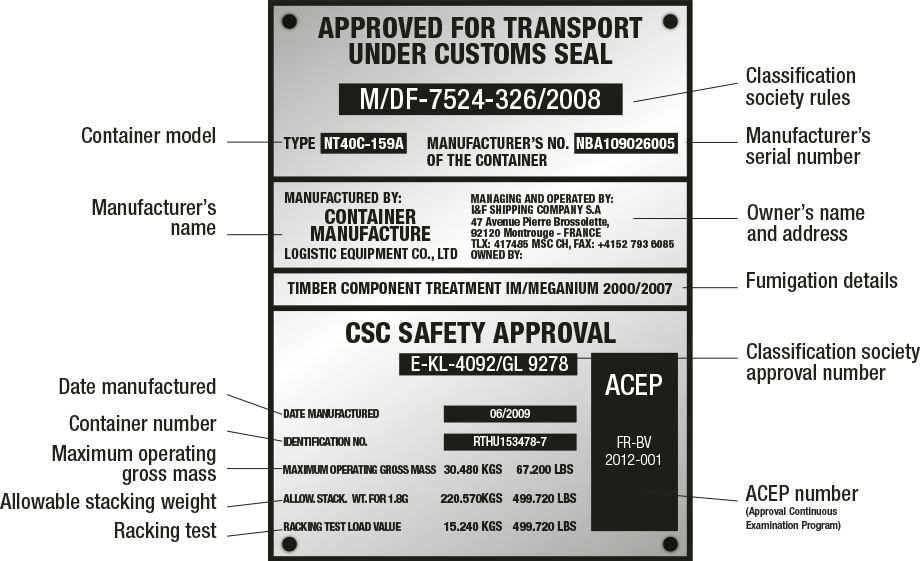 Combined Data Plate - Container Csc Plate (920x561), Png Download