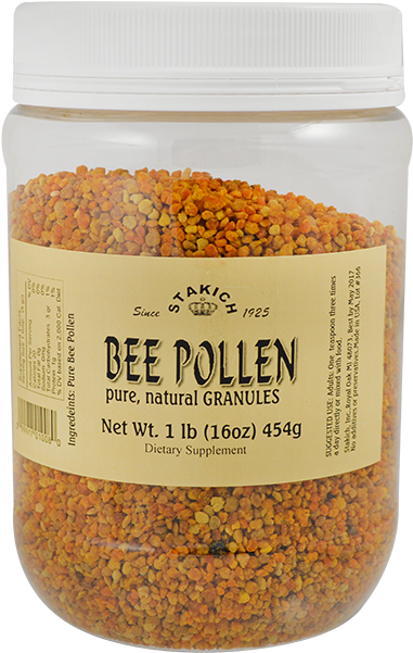 Stakich Honey Bee Pollen Granules Jar-1 Lb - Stakich Bee Pollen - 1 Lb Granules (650x650), Png Download