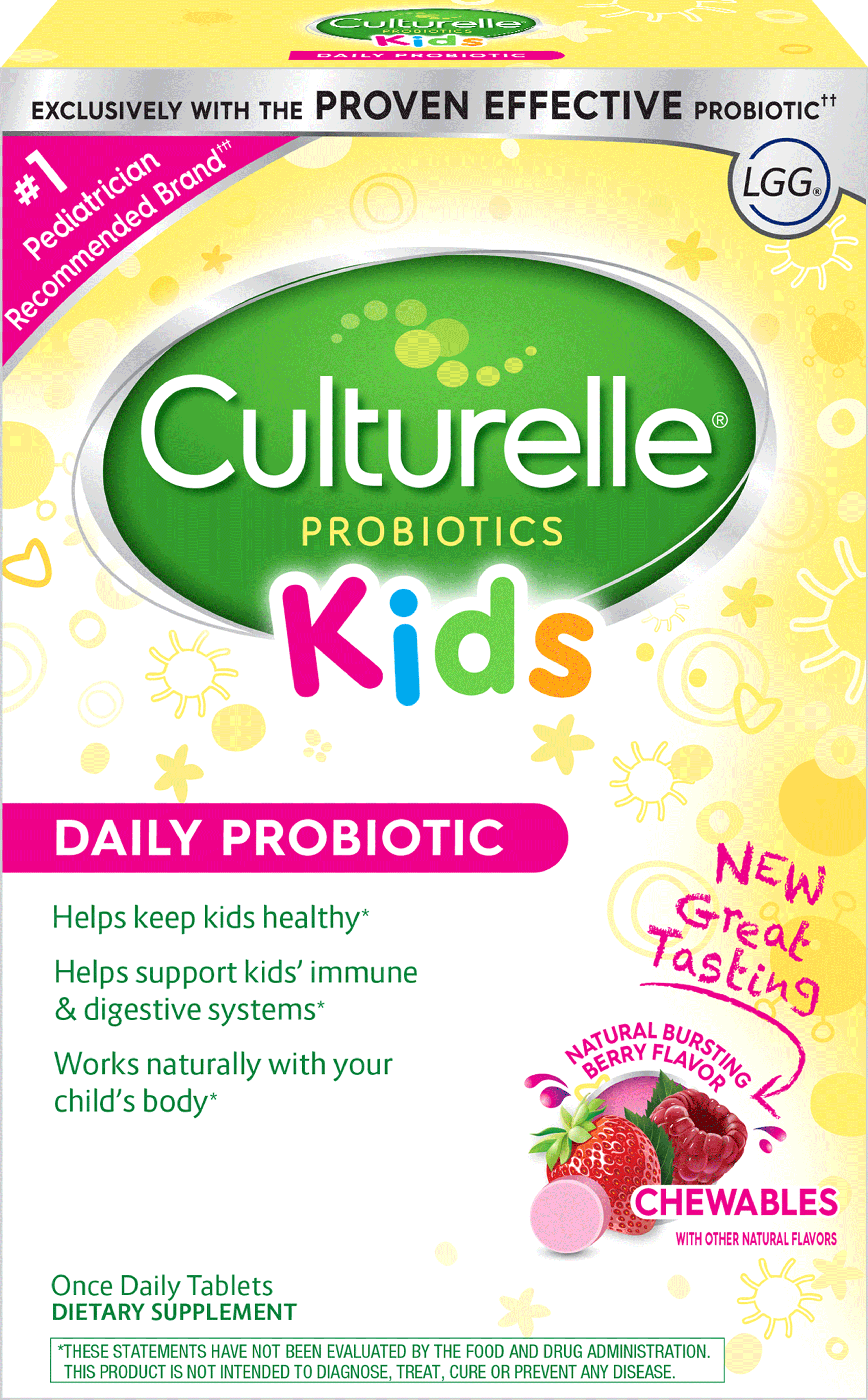 Culturelle® Probiotics Kids Daily Probiotic Berry Chewables (9055x5714), Png Download