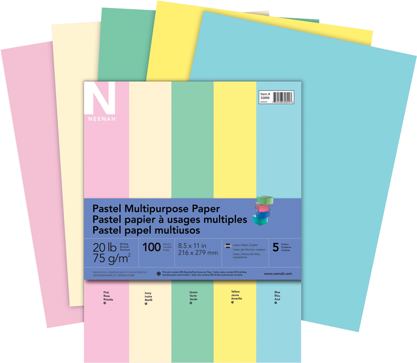 Product Image - Neenah Pastel Multipurpose Assorted Colour Paper (850x850), Png Download