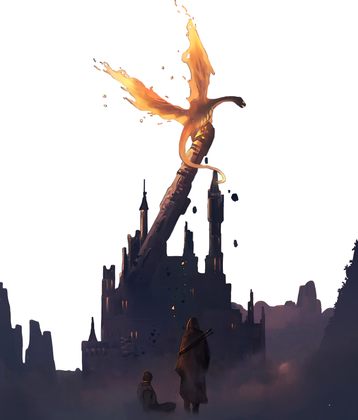 Dragon Castle Distroy People Fire Flame Firedragon - Illustration (726x851), Png Download