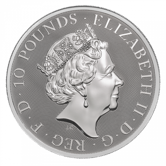 10 Oz Queen's Beasts Griffin 2018 Silver Coin Back - Silver Coin (650x650), Png Download
