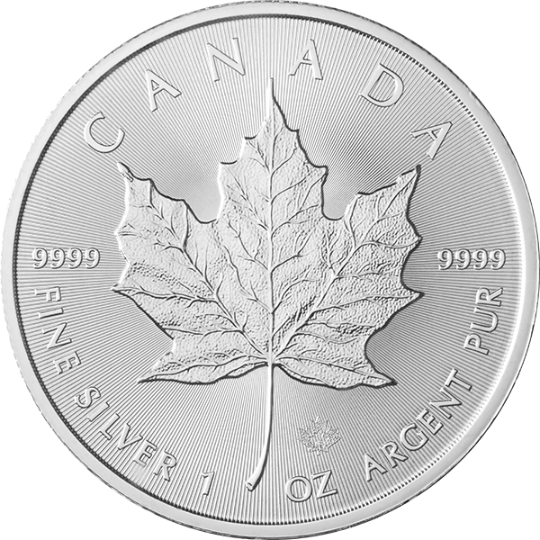 1 Oz Silver Coin - Canadian Silver Maple Leaf (600x600), Png Download