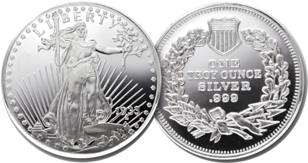 1 Oz Silver Round Coin - St Gaudens Silver Coins (640x356), Png Download
