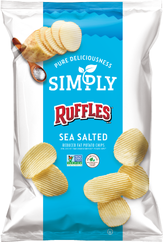 Simply Ruffles Sea Salted Reduced Fat* Potato Chips (334x483), Png Download