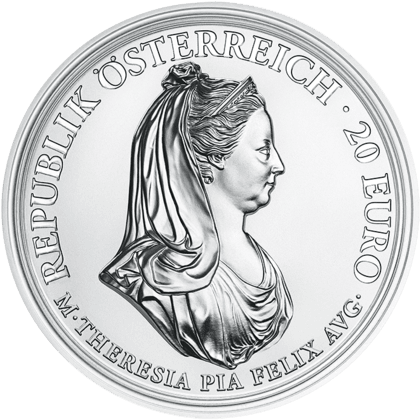 Silver Coin Maria Theresa Clemency - Maria Theresia Münze 2018 20 Euro Österreich (433x433), Png Download