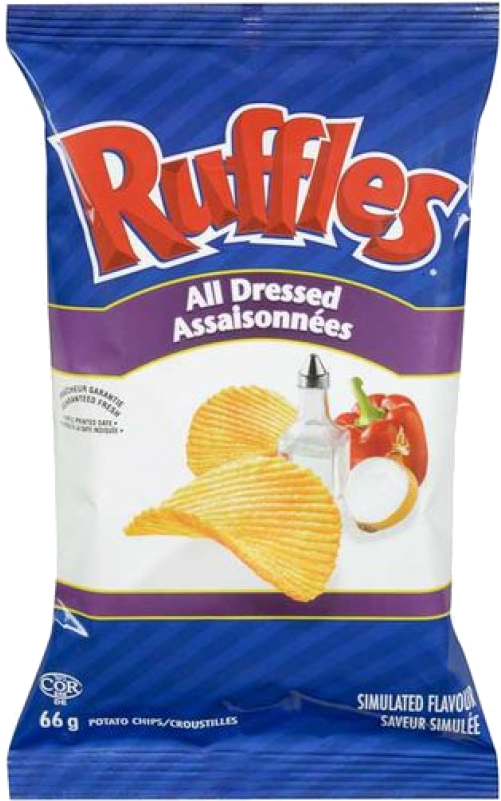 Ruffles All Dressed Potato Chips - Ruffles Potato Chips, Sour Cream & Onion - 1 Oz (800x800), Png Download