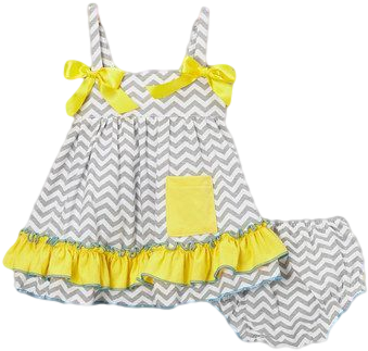 Grey Chevron & Yellow Ruffles Swing Top & Diaper Cover - Yellow (378x454), Png Download