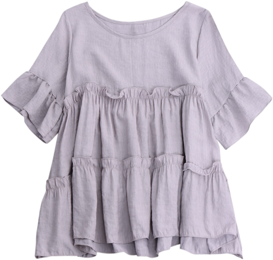 Ruffles Smock Blouse - Ruffle Smock Top (558x744), Png Download