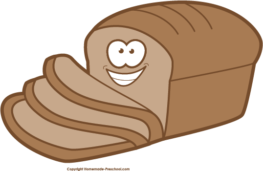 Bread Clipart Preschool - Transparent Brown Bread Cartoon (538x350), Png Download