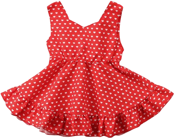 Red Ruffles Heart Dress - Party Dress (600x600), Png Download