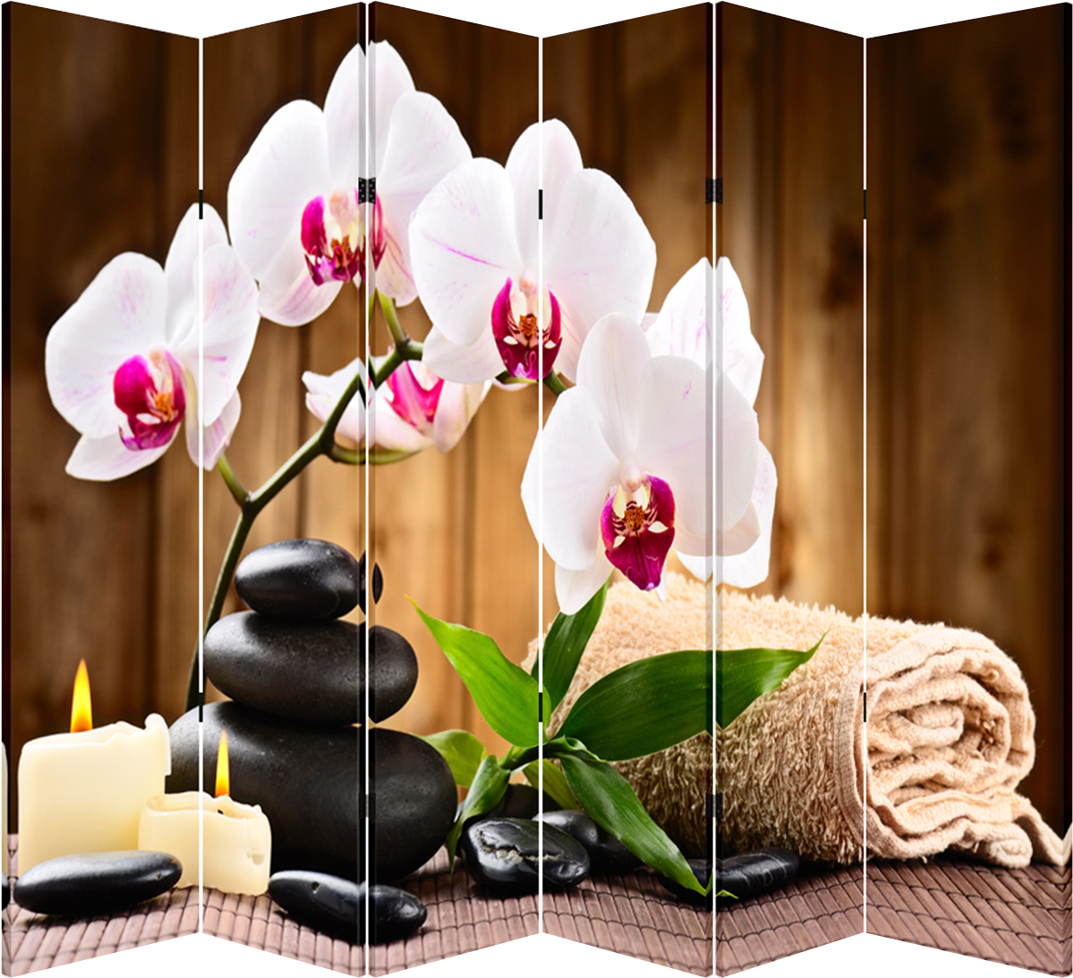 6 Panel Folding Screen Room Canvas Divider- Flower - Toa Supply 6 Panel Folding Screen Canvas Divider- Flower (1252x1200), Png Download