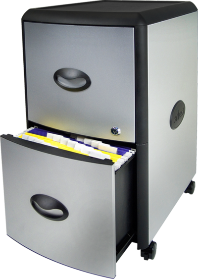 Storex 2-drawer Mobile Filing Cabinet, Silver/black (400x563), Png Download