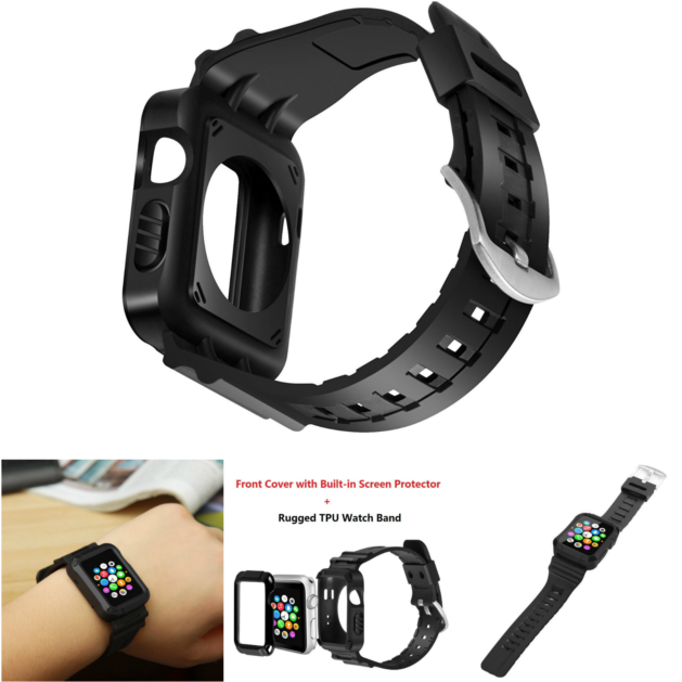 Watch Band Case Band Strap For Iwatch Apple 3 2 1 W/ - Apple Watch Case,iitee Full Armor Case Watch Series (640x640), Png Download