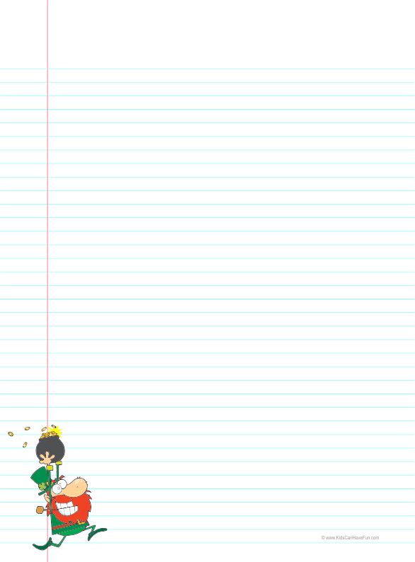 Patrick's Day Ruled Paper - St. Patrick's Day Sticker (rectangle) (586x794), Png Download