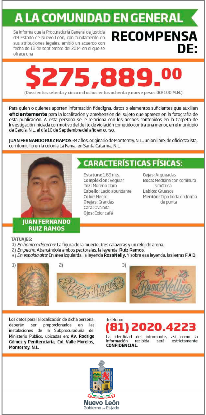 Recompensa - Se Busca - Nuevo Leon (1000x1412), Png Download