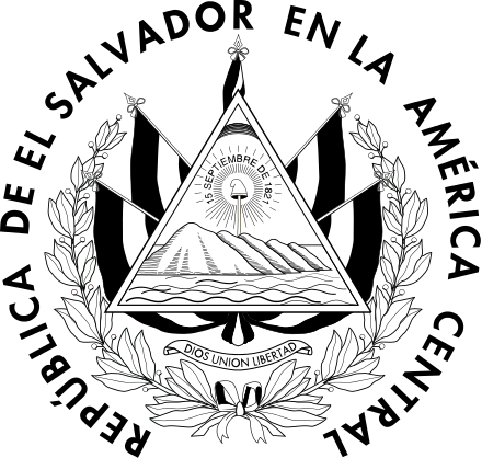 Versión Lineal Del Escudo Nacional Usada Por El Gobierno - El Salvador Shield (440x418), Png Download