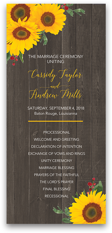 Sunflower Wedding Programs (900x900), Png Download