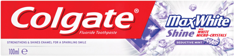 Colgate Max White Shine Fluoride Toothpaste 100ml - Colgate Max White Crystal Mint (800x800), Png Download