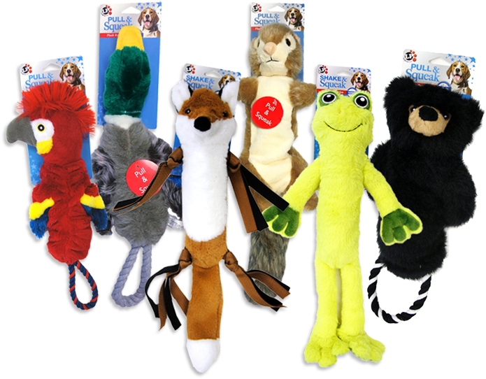 Look For Our New Line Of Pull & Squeak And Shake & - Pet Factory Pull & Squeak Plush Dog Toy Assorted (700x555), Png Download