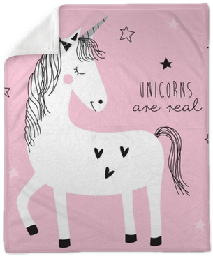 Magic Cute Unicorn Vector Illustration Plush Blanket - Cute Unicorns (400x400), Png Download
