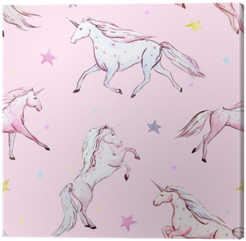 Watercolor Unicorn Vector Pattern Canvas Print • Pixers® - Watercolor Painting (400x400), Png Download