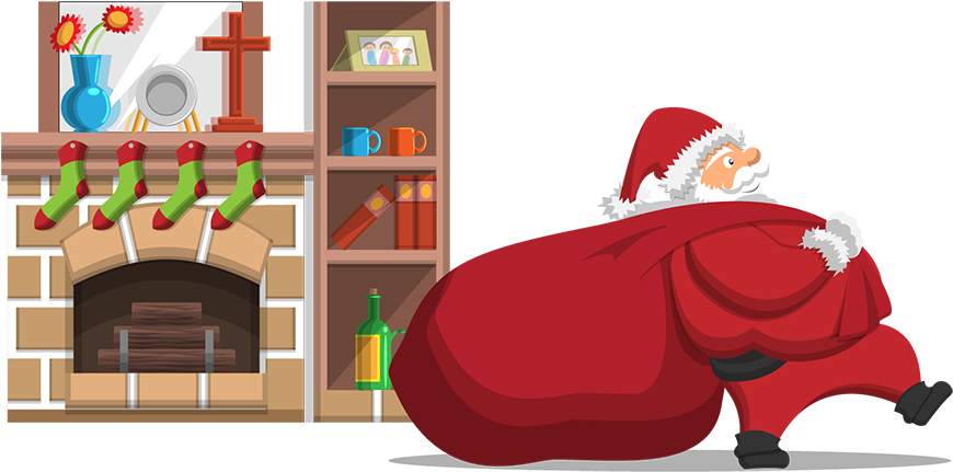 Papai Noel Lareira - Papai Noel Simbolos De Natal (880x440), Png Download