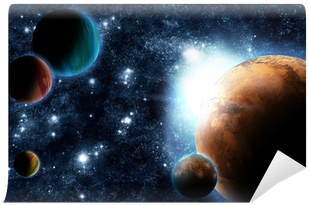 Abstract Planet With Sun Flare In Deep Space - Abstract Planets (400x400), Png Download
