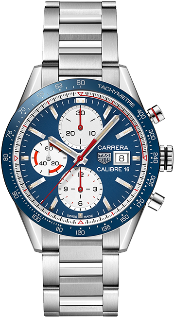Tag Heuer Carrera - Tag Heuer Carrera Calibre 16 Chronograph Blue (477x772), Png Download