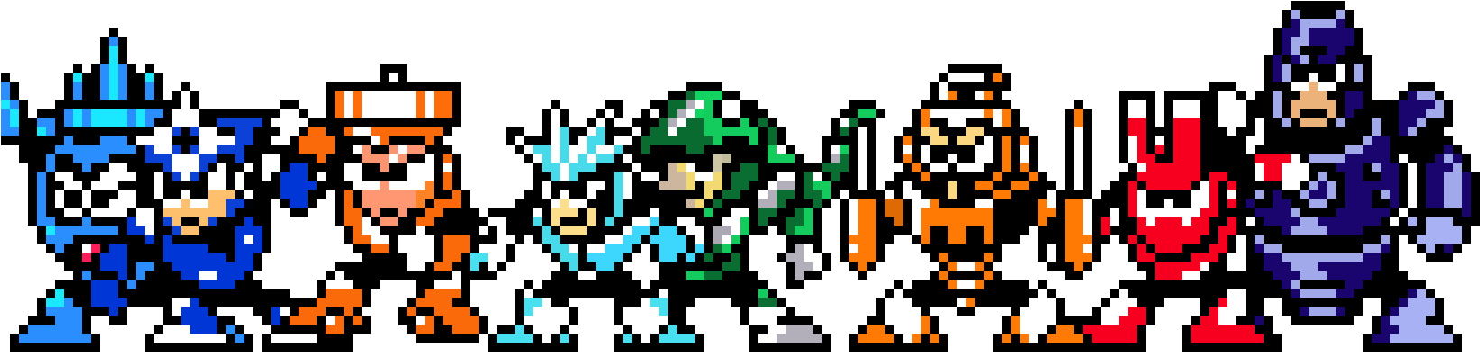 Robot Masters Mega Man - Robots Masters Mega Man (1640x430), Png Download