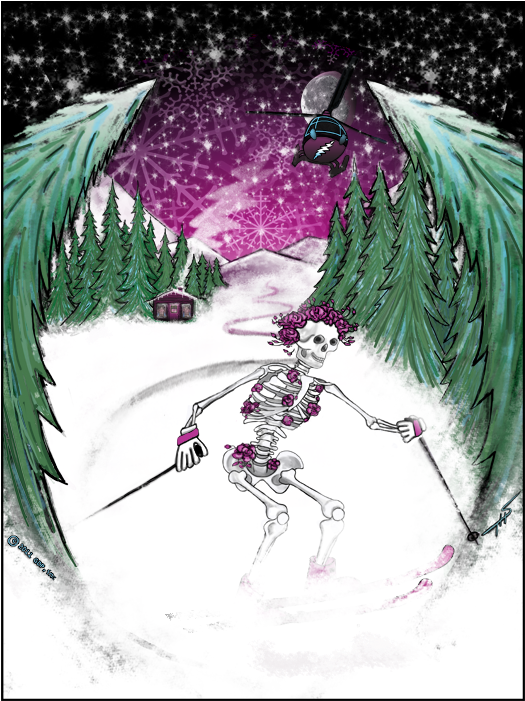 Grateful Dead Skeleton Skiing (700x700), Png Download